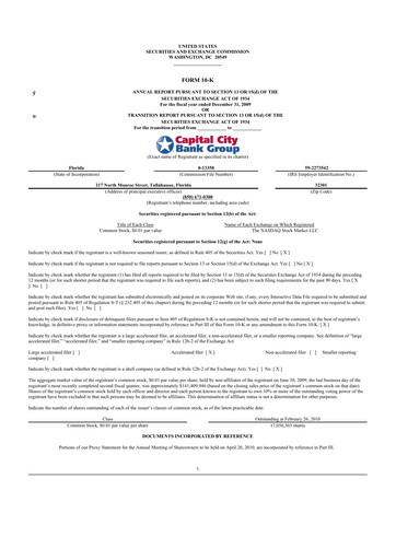 Thumbnail Capital City Bank Group
 10-K Annual Report 