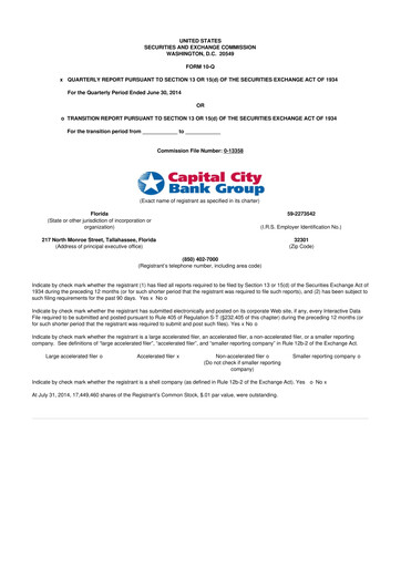 Miniature Capital City Bank Group
 10-Q Rapport trimestriel 2014 
