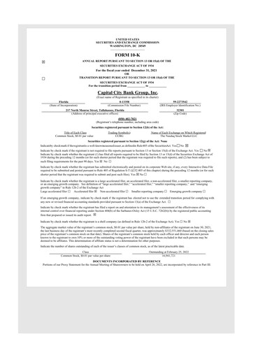 Thumbnail Capital City Bank Group
 10-K Annual Report 2021