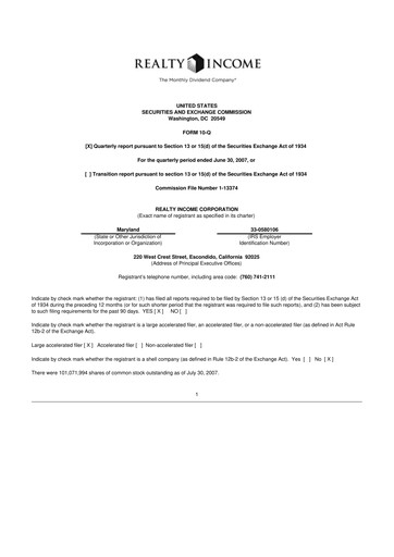 Vorschaubild Realty Income 10-Q Quartalsbericht  