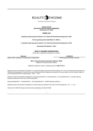 Vorschaubild Realty Income 10-Q Quartalsbericht  