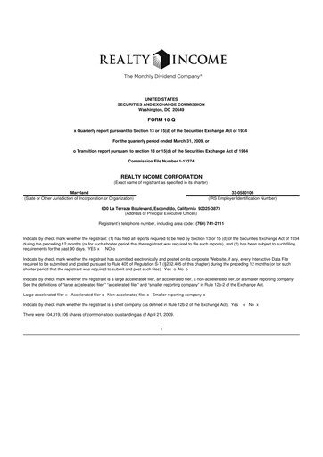 Vorschaubild Realty Income 10-Q Quartalsbericht  