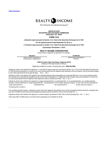 Vorschaubild Realty Income 10-Q Quartalsbericht 2018 