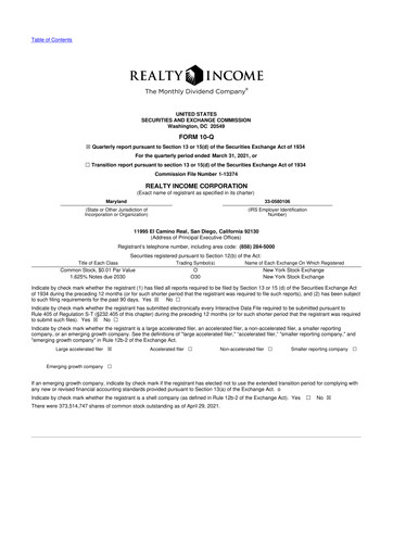 Vorschaubild Realty Income 10-Q Quartalsbericht 2021 