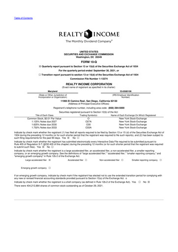 Vorschaubild Realty Income 10-Q Quartalsbericht 2021 