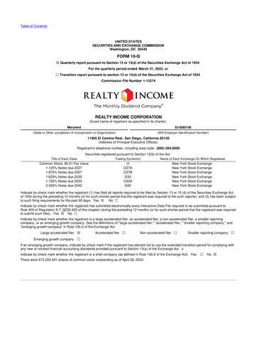 Vorschaubild Realty Income 10-Q Quartalsbericht 2023 