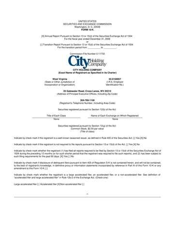 Thumbnail City Holding Company 10-K Annual Report 