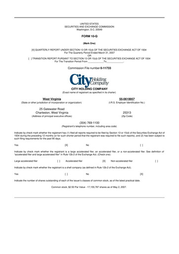 Thumbnail City Holding Company 10-Q Quarterly Report FY 