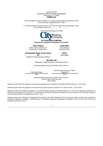 Thumbnail City Holding Company 10-K Annual Report 