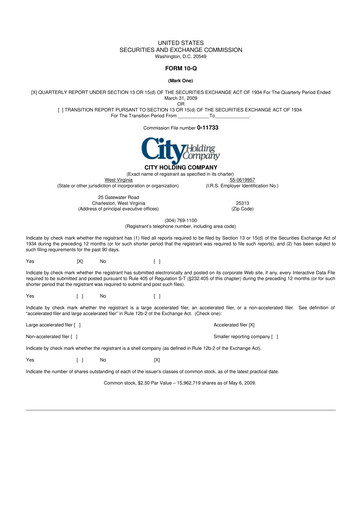 Thumbnail City Holding Company 10-Q Quarterly Report FY 
