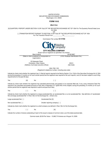 Thumbnail City Holding Company 10-Q Quarterly Report FY 