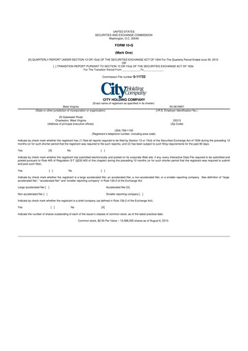 Thumbnail City Holding Company 10-Q Quarterly Report FY 