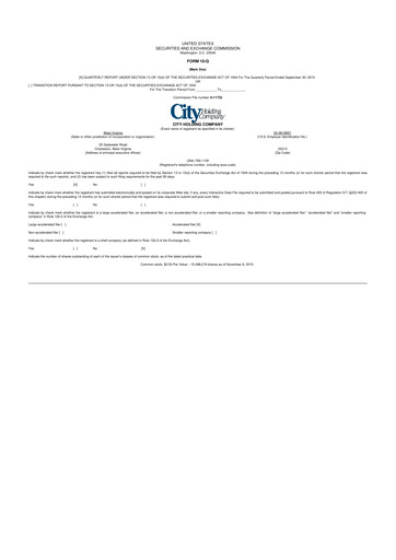 Thumbnail City Holding Company 10-Q Quarterly Report FY 