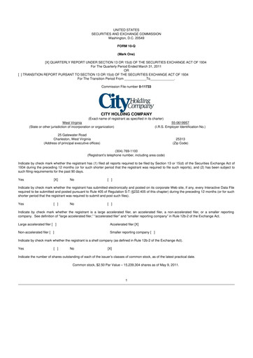Thumbnail City Holding Company 10-Q Quarterly Report FY 