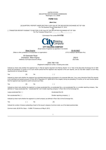 Thumbnail City Holding Company 10-Q Quarterly Report FY 