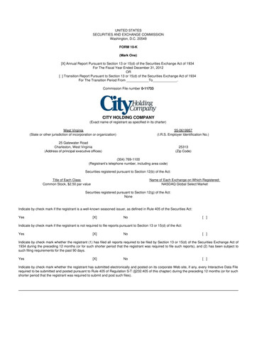 Thumbnail City Holding Company 10-K Annual Report 