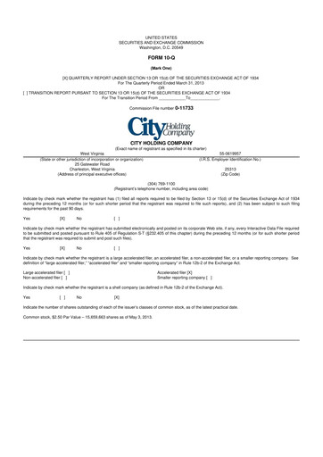 Thumbnail City Holding Company 10-Q Quarterly Report FY 