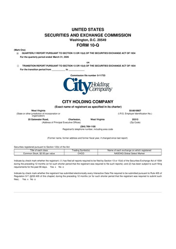 Thumbnail City Holding Company 10-Q Quarterly Report FY 