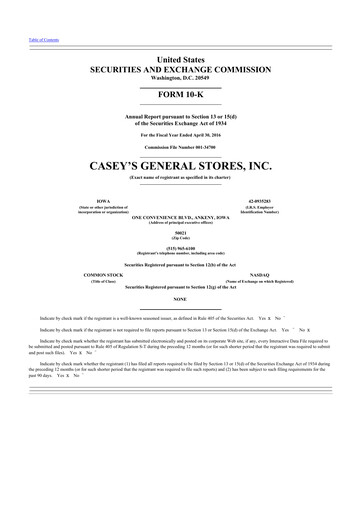 Thumbnail Casey's General Stores
 10-K Annual Report 2016