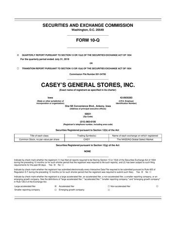 Thumbnail Casey's General Stores
 10-Q Quarterly Report FY2020 