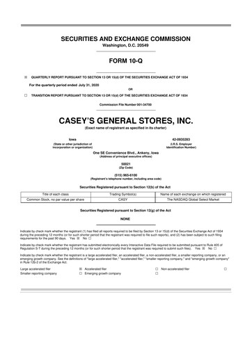 Thumbnail Casey's General Stores
 10-Q Quarterly Report FY2021 