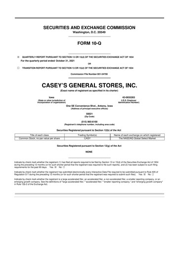 Thumbnail Casey's General Stores
 10-Q Quarterly Report FY2022 