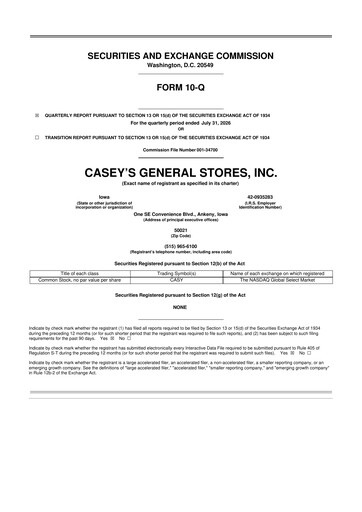 Thumbnail Casey's General Stores
 10-Q Quarterly Report FY2027 