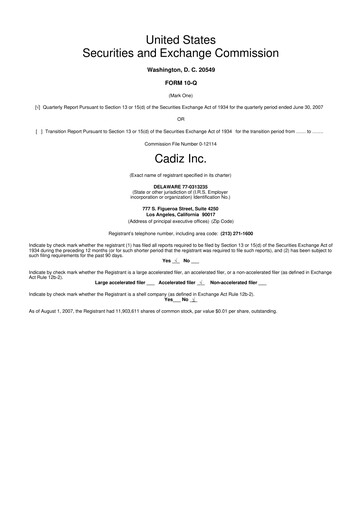 Miniature Cadiz Inc. 10-Q Rapport trimestriel  