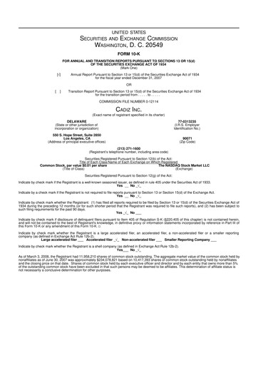 Vorschaubild Cadiz Inc. 10-K Jahresbericht 