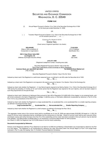 Vorschaubild Cadiz Inc. 10-K Jahresbericht 