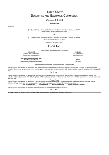 Miniature Cadiz Inc. 10-Q Rapport trimestriel  