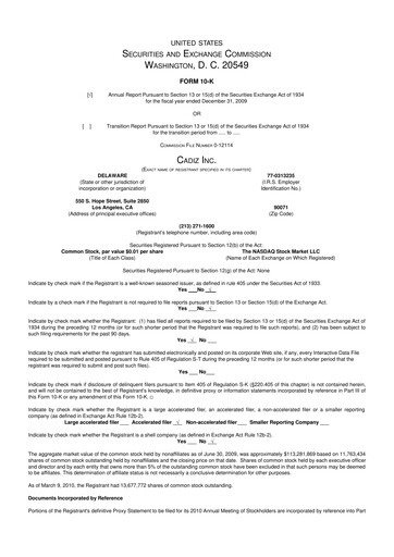Vorschaubild Cadiz Inc. 10-K Jahresbericht 