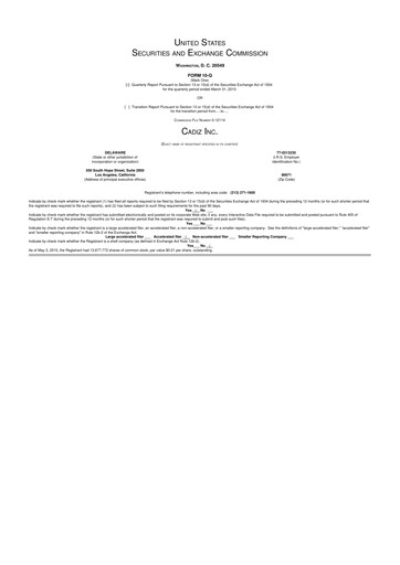 Miniature Cadiz Inc. 10-Q Rapport trimestriel  