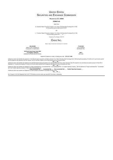 Miniature Cadiz Inc. 10-Q Rapport trimestriel  