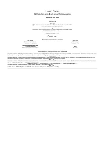 Miniature Cadiz Inc. 10-Q Rapport trimestriel  
