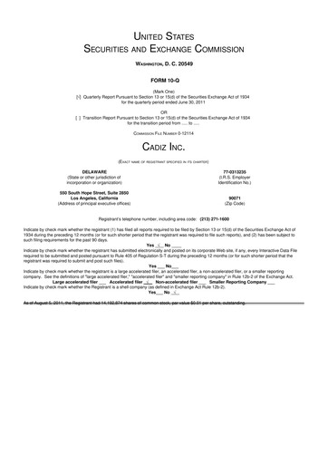 Miniature Cadiz Inc. 10-Q Rapport trimestriel 2011 