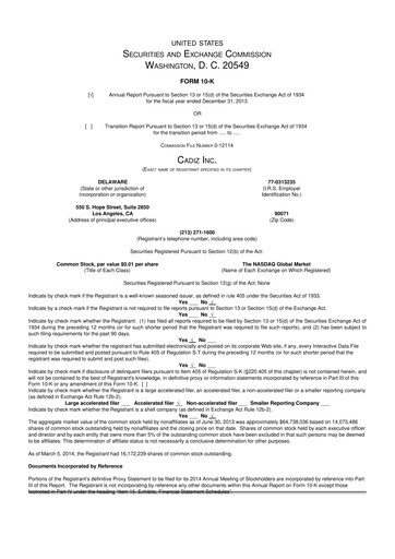 Vorschaubild Cadiz Inc. 10-K Jahresbericht 2013