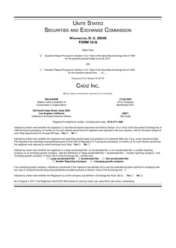 Miniature Cadiz Inc. 10-Q Rapport trimestriel 2017 