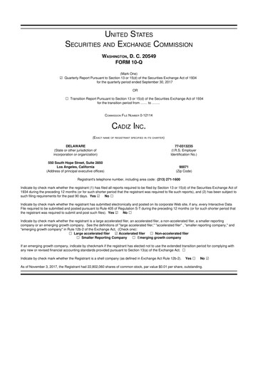 Miniature Cadiz Inc. 10-Q Rapport trimestriel 2017 