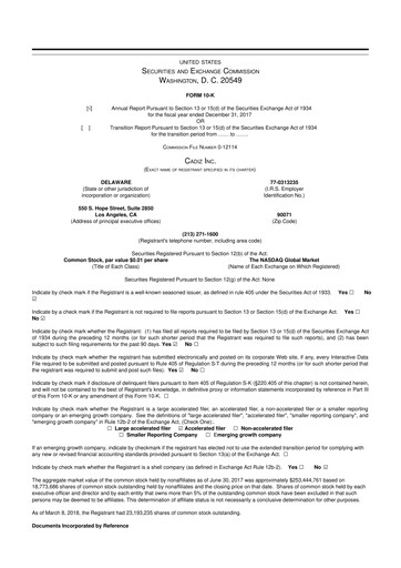 Vorschaubild Cadiz Inc. 10-K Jahresbericht 2017