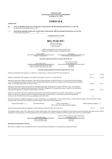 Thumbnail Bel Fuse 10-K Annual Report 2011