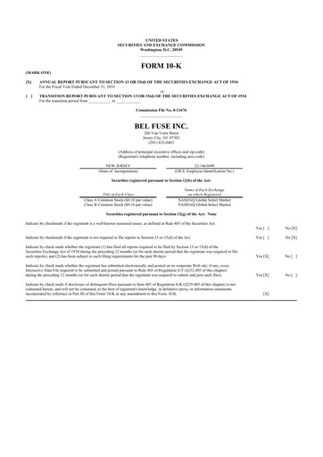 Thumbnail Bel Fuse 10-K Annual Report 2016