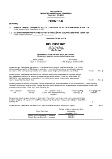 Thumbnail Bel Fuse 10-Q Quarterly Report FY2017 