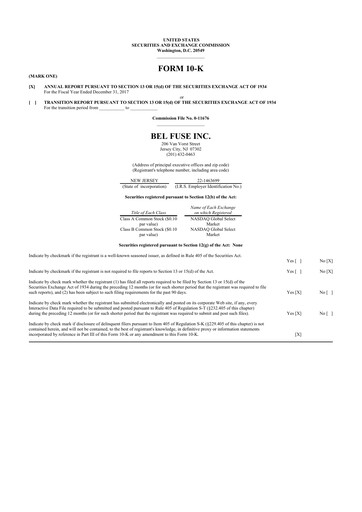 Thumbnail Bel Fuse 10-K Annual Report 2017