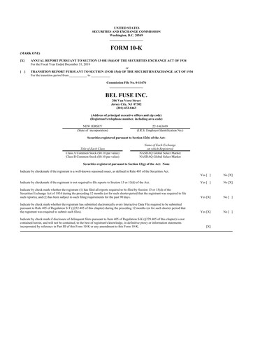 Thumbnail Bel Fuse 10-K Annual Report 2018