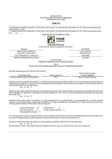 Thumbnail Thor Industries
 10-Q Quarterly Report FY2022 