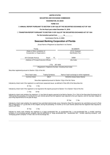 Thumbnail Seacoast Banking 10-K Annual Report 2019