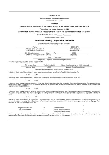 Thumbnail Seacoast Banking 10-K Annual Report 2021