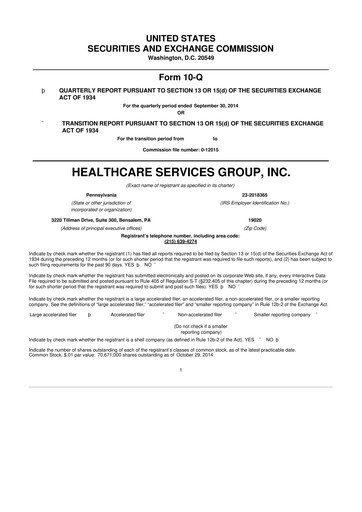Thumbnail Healthcare Services Group 10-Q Quarterly Report FY2014 