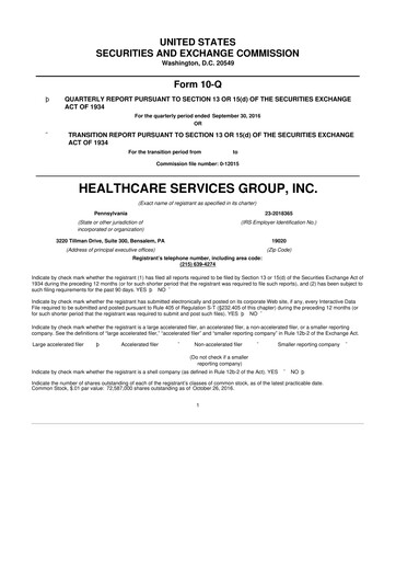 Thumbnail Healthcare Services Group 10-Q Quarterly Report FY2016 